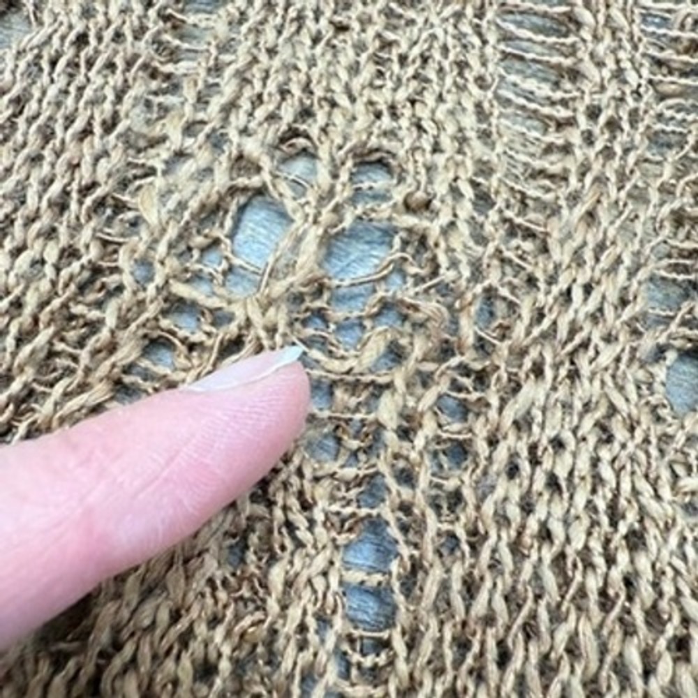 Nic + Zoe Crochet Knit Sweater Top Brown Open Weave Womens PS Short Sleeve Boho‎ - Picture 9 of 12